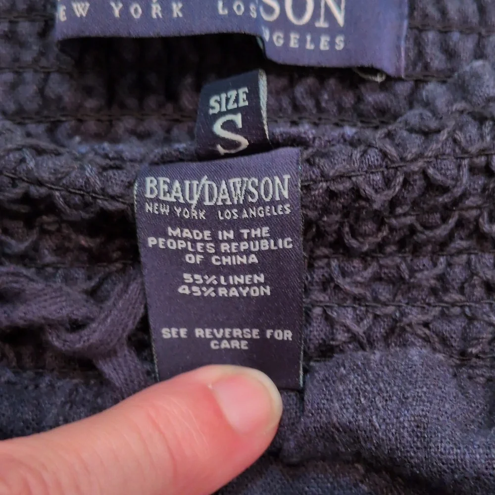 Beau Dawson Women's Navy Linen Blend Straight Leg Pants w/Tie Front Size Small